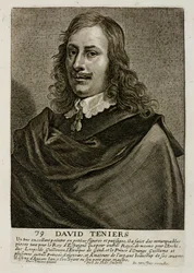 Selbstporträt, Platte 79 aus einer Serie von Künstlerporträts, gestochen von Pieter de Jode II (1606-n.1674)